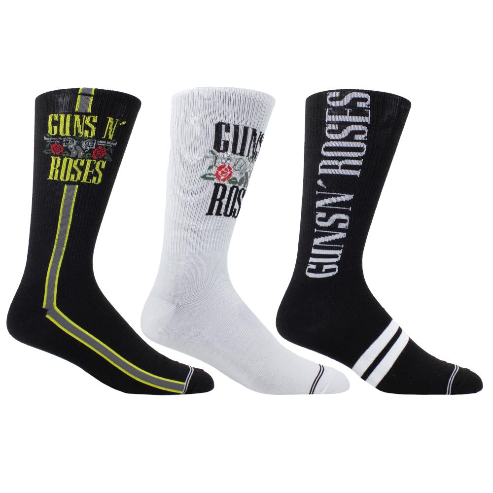 Guns N' Roses - Guitar Tin 3 Pack Set Sokken - Zwart/Wit